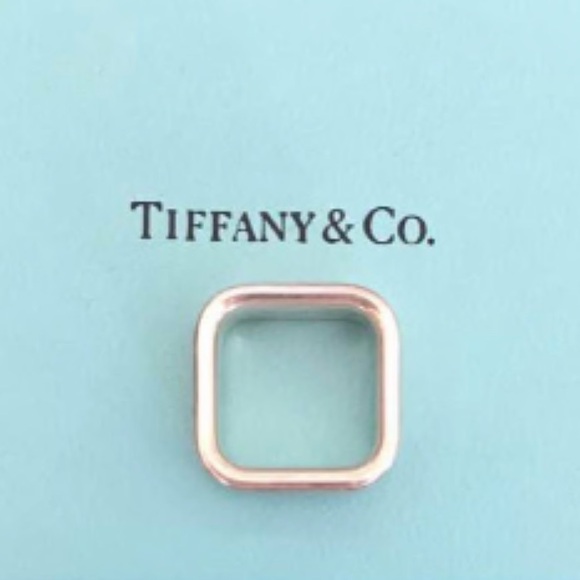 Authentic Tiffany & Co. 1837 Sterling Silver 7.9mm Wide Band Square Ring SZ 6-7 - Picture 2 of 3